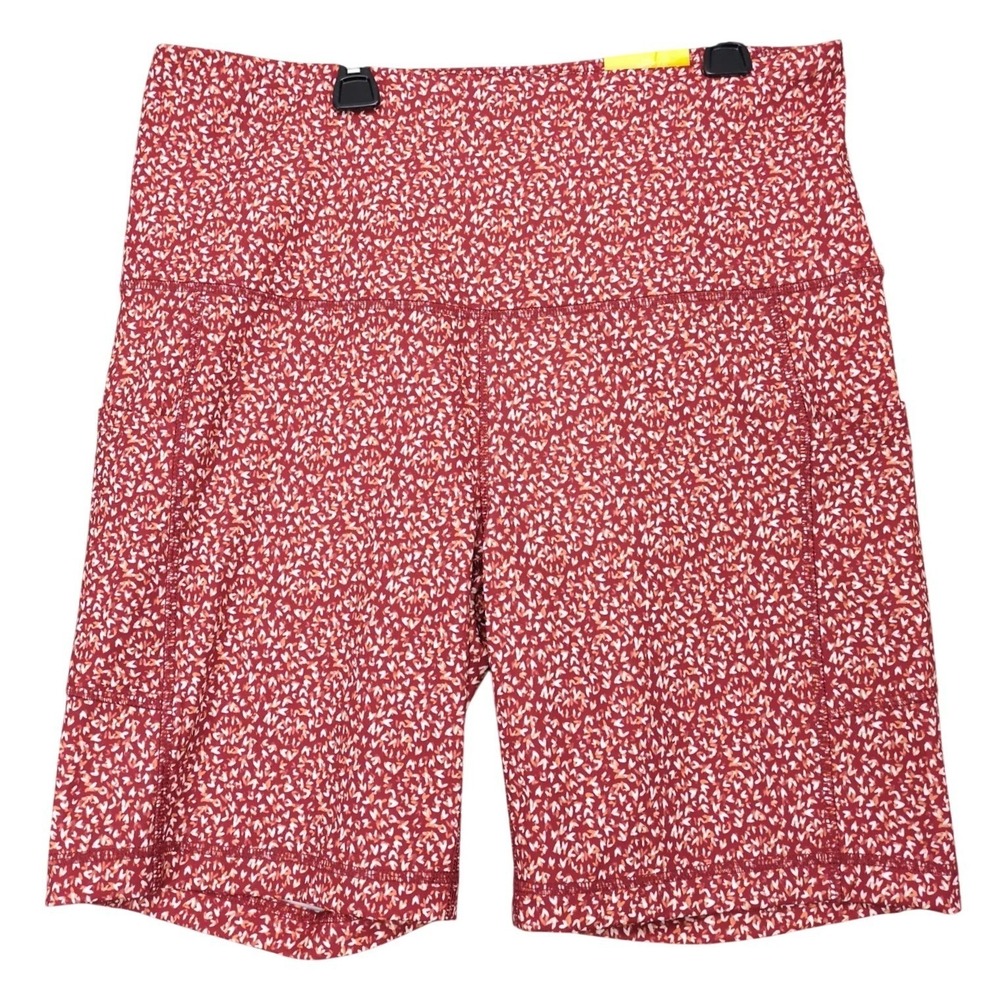 NWT Zelos Full Support Orange Floral Bike Shorts Womens XL 32x8" Pockets Stretch